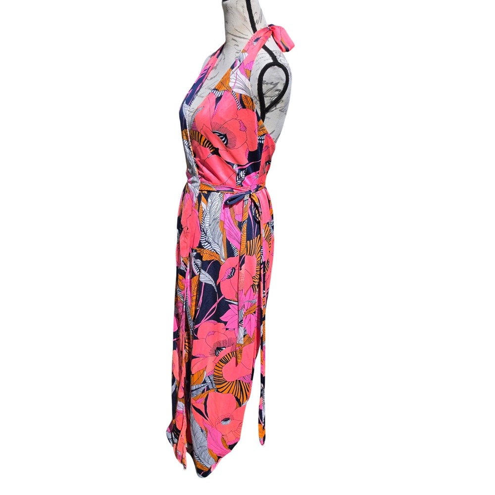 Calypso Bermuda Pink Floral Halter Wrap Maxi Dress Size 8 Fits Small - Picture 4 of 7